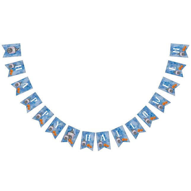 Kleine Wasserfarbe Hexenjagd Halloween-Party Wimpelkette (Alle)