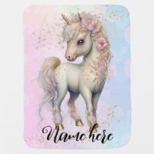 Kleine, weiche Creme Einhorn mit Goldstars