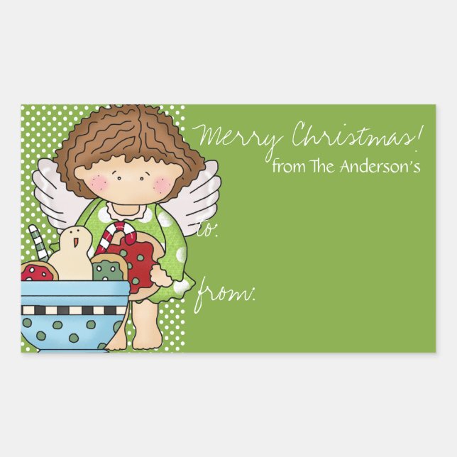 Kleine Weihnachts-Engel-Geschenk-Aufkleber - d5 Rechteckiger Aufkleber (Vorderseite)