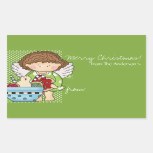 Kleine Weihnachts-Engel-Geschenk-Aufkleber - d5 Rechteckiger Aufkleber