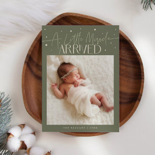 Kleine Weihnachts-Mirakel-Sage-Grün-Foto-Geburt Ankündigung