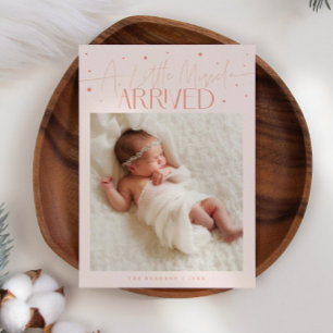 Kleine Weihnachts-Pfirsich-Foto-Geburtsankündigung Ankündigung