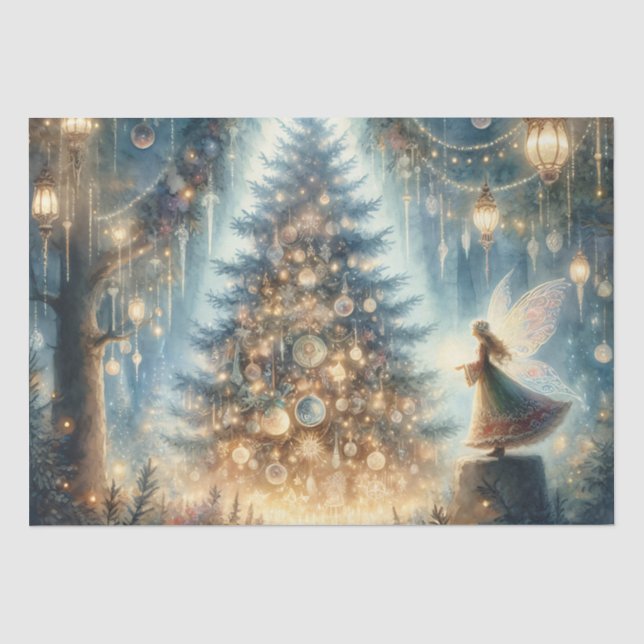 Kleine Weihnachtsfeier in einem verzauberten Wald Seidenpapier (Vorderseite)