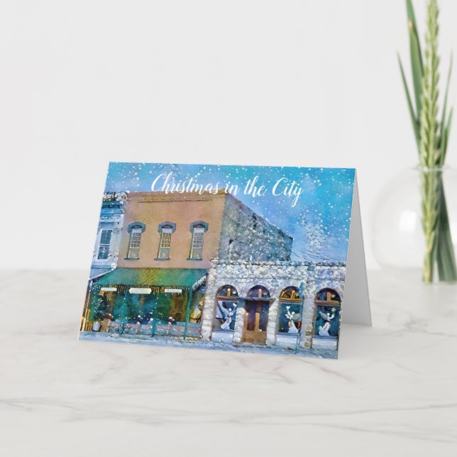 Kleine Weihnachtskarte für den Stadtplatz Karte (Vorderseite)