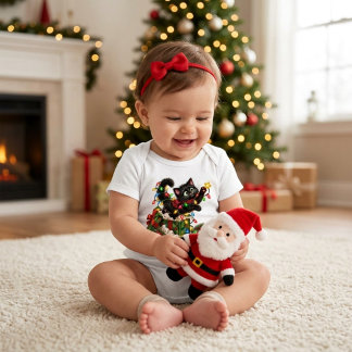 Kleine Weihnachtskatze Baby Strampler