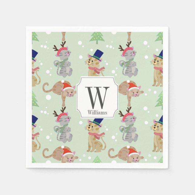 Kleine Weihnachtskatzen Design Serviette (Vorderseite)