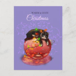 Kleine Weihnachtskatzenleuchten Garland Wintermagi Postkarte