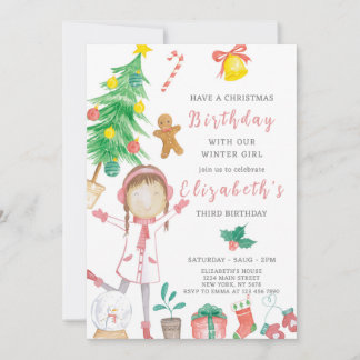 Kleine Weihnachtsmädchen Einladung zum Geburtstag