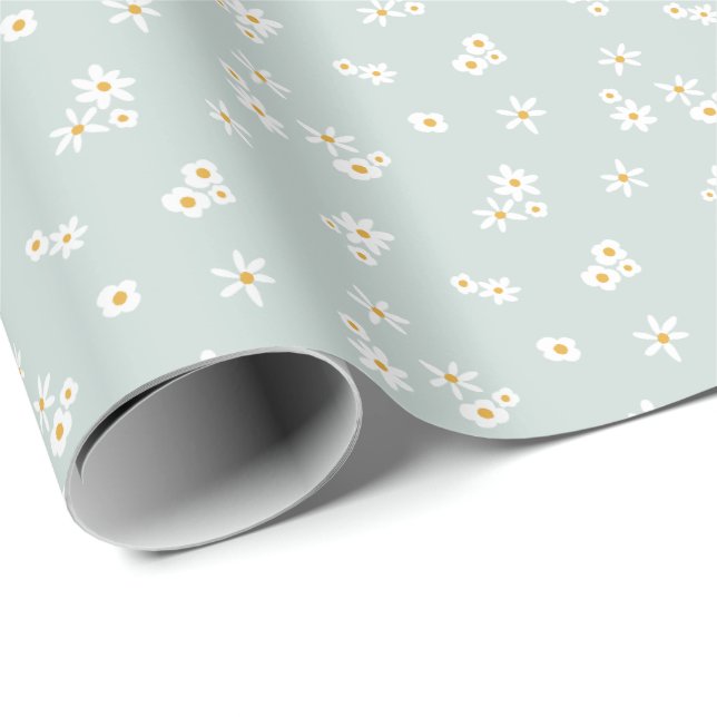 Kleine weiße Blume auf blau - nahtlose Muster. Geschenkpapier (Rolleneckpunkt)