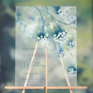 Kleine weiße Blume Hochzeitsempfang Acrylschild