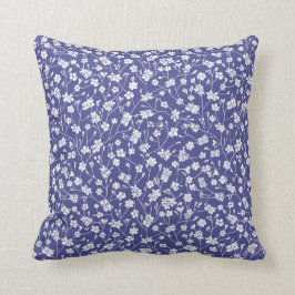 Kleine weiße Blume Periwinkle Blue Pillow 16x16 Kissen