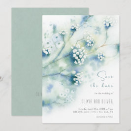 Kleine weiße Blume Save the Date Einladung