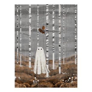 Kleine weiße Pilze Poster