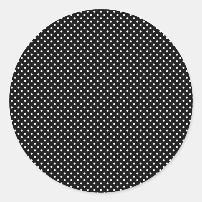 Kleine weiße Polka Punkte auf schwarz Runder Aufkleber (Vorderseite)