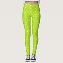 Kleine weiße Tupfen auf limettgrünen Leggings