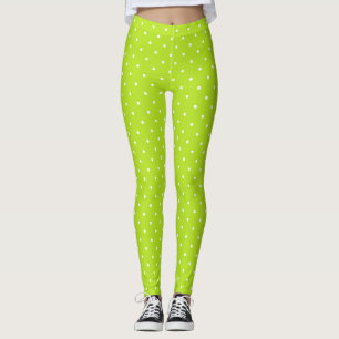 Kleine weiße Tupfen auf limettgrünen Leggings