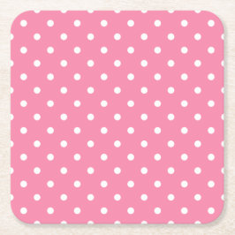 Kleine weiße Tupfen auf Pink Rechteckiger Pappuntersetzer