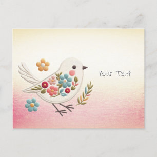 Kleine weiße Vogel-Blumenpostkarte Postkarte