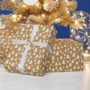 Kleine weiße Weihnachtsbaumen Geschenkpapier