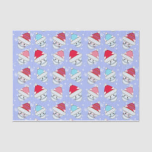 Kleine weiße Weihnachtskätzchen im Schneemuster Seidenpapier