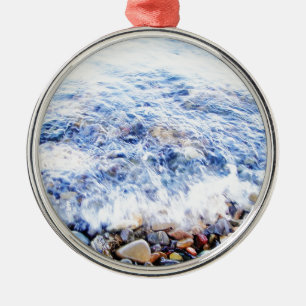 Kleine Welle und farbenfrohe Steine Silbernes Ornament