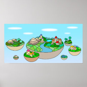 Kleine Welt innerhalb einer schwimmenden Insel. Poster