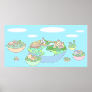 Kleine Welt innerhalb einer schwimmenden Insel. Poster
