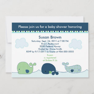 Kleine Whales Babydusche Einladung