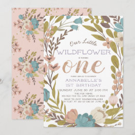 Kleine Wildblume 1. Geburtstag Einladung