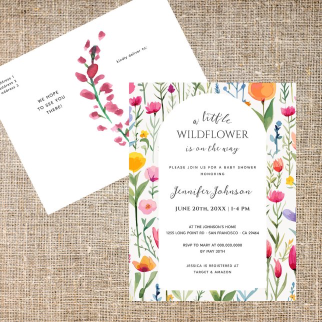 Kleine Wildblume Arch Baby Dusche Einladung Postkarte (Von Creator hochgeladen)