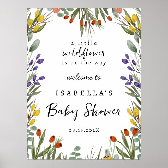 Kleine Wildblume auf dem Weg zum Herbst Begrüßungs Poster (Vorne)