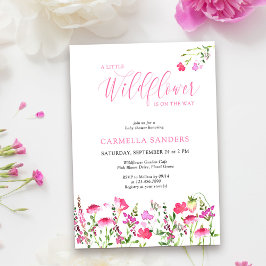 Kleine Wildblume auf der Way Pink Girl Baby Dusche Einladung