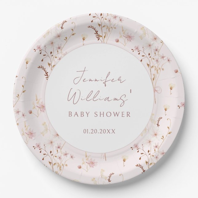 Kleine Wildblume Baby Duschpapiere Teller (Vorderseite)