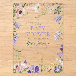 Kleine Wildblume Babydusche Acryleinladungen