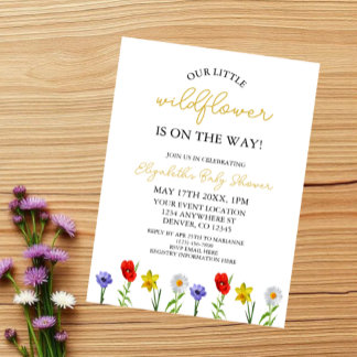 Kleine Wildblume Babydusche Einladung