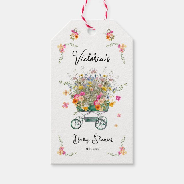Kleine Wildblume Babydusche Geschenkanhänger (Vorderseite)