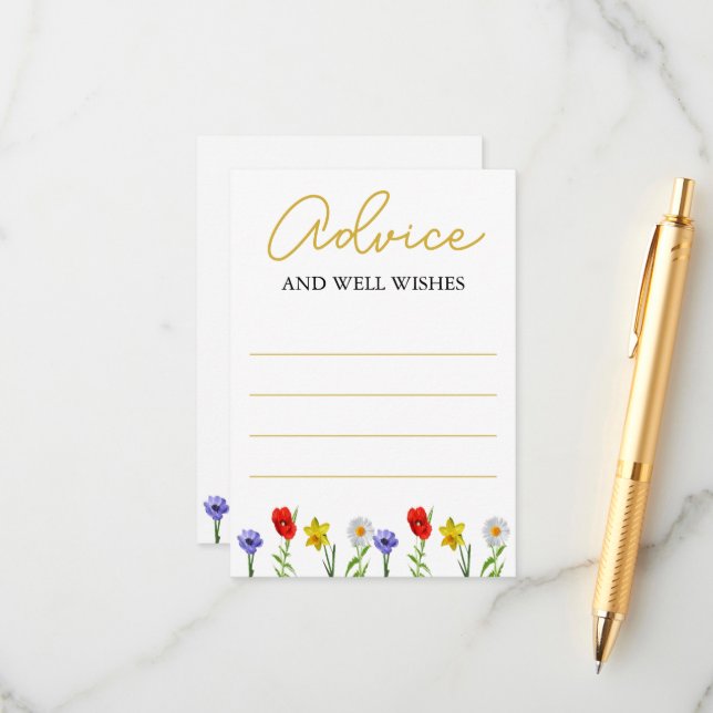 Kleine Wildblume Babydusche Hinweiskarte (Vorderseite/Rückseite Beispiel)