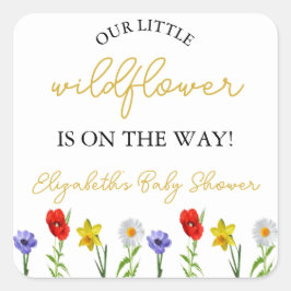 Kleine Wildblume Babydusche Quadratischer Aufkleber