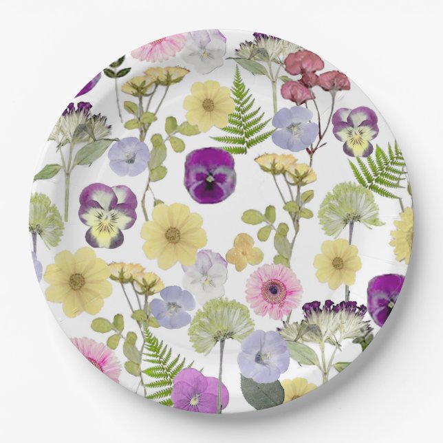 Kleine Wildblume Babydusche Thema Papier Teller (Vorderseite)