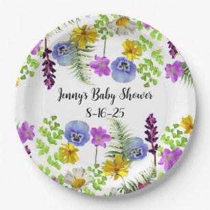 Kleine Wildblume Babydusche Thema Papier Teller