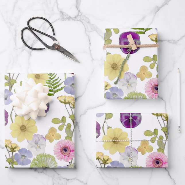 Kleine Wildblume Babydusche Umhüllungspapier Geschenkpapier Set (Vorderseite)