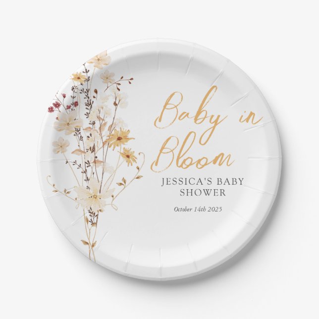 Kleine Wildblume Blume Kinderdusche Pappteller (Vorderseite)