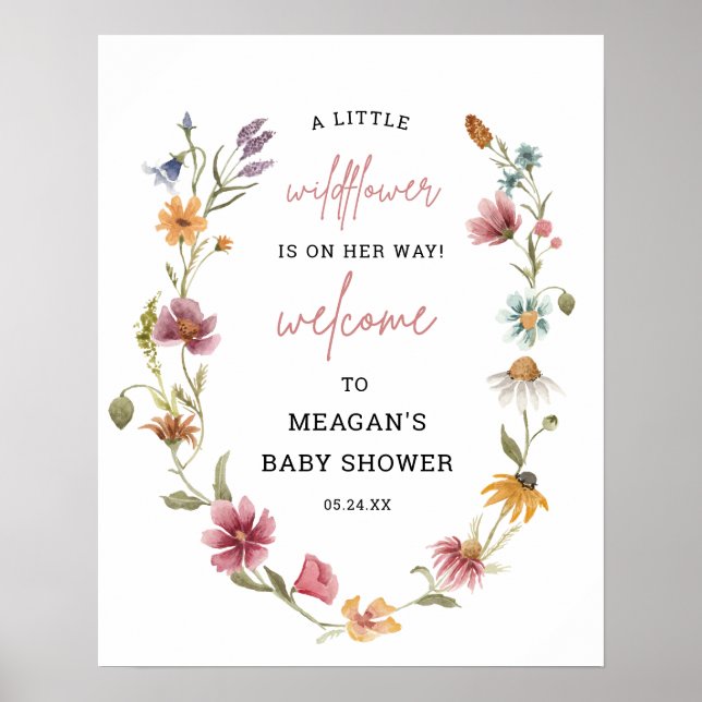 Kleine Wildblume Blumenspülung Begrüßungszeichen Poster (Vorne)