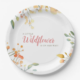 Kleine Wildblume Boho Aquarell Babydusche Pappteller