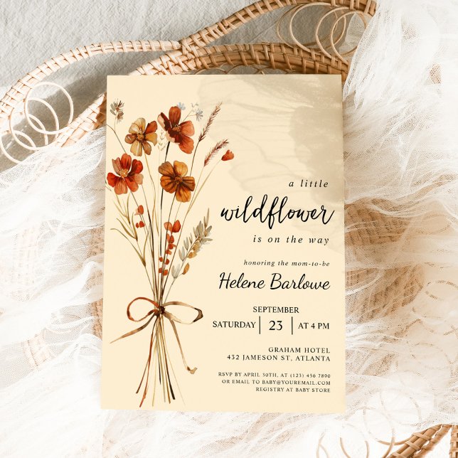 Kleine Wildblume Boho Floral Baby Dusche Einladung (Little Wildflower Boho Floral Baby Shower Invitation)