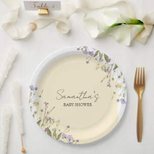 Kleine Wildblume Botanischer BABY SHOWER Pappteller