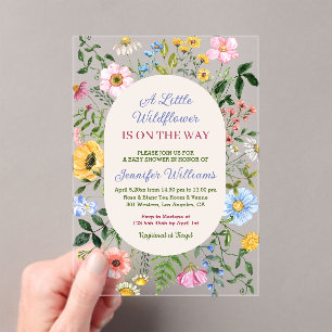 kleine Wildblume, bunte Blumendusche Acryleinladungen