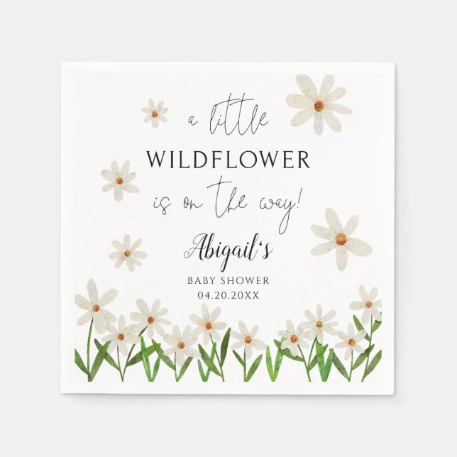 Kleine Wildblume Daisy Babydusche Serviette (Vorderseite)