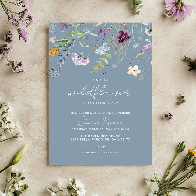 Kleine Wildblume Dusche aus blauem Blütenbaby Einladung (Von Creator hochgeladen)