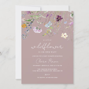 Kleine Wildblume Dusty Pink Floral Baby Dusche Einladung